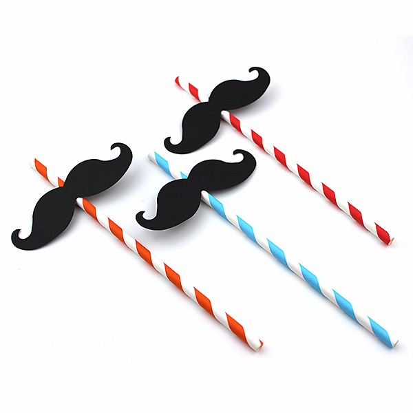 Customized Big Moustache Party Design Biodegradable Paper Straws