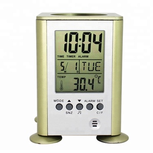 Trở lại trường học bằng giọng nói chấm công đồng hồ bàn Vàng điện tử để bàn Bút container và lịch đồng hồ - Product Image 2