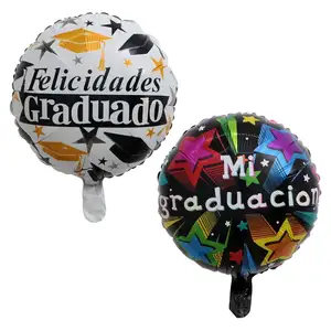 50PCS 18inch Round Spanish Congratulations Graduate Theme Party Decorations Graduation Fans Party Supplies Helium Foil Balloon