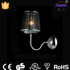Lampade da parete cromate per hotel per illuminazione da parete con paralume in tessuto per la casa lampada da parete moderna con applique a led per interni - Product Image 3