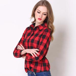 <span class=keywords><strong>Camicia</strong></span> a maniche lunghe da <span class=keywords><strong>donna</strong></span> in CVC a <span class=keywords><strong>quadri</strong></span>, vestibilità slim, colletto a risvolto, casual, all'ingrosso - Produttore OEM - Product Image 5