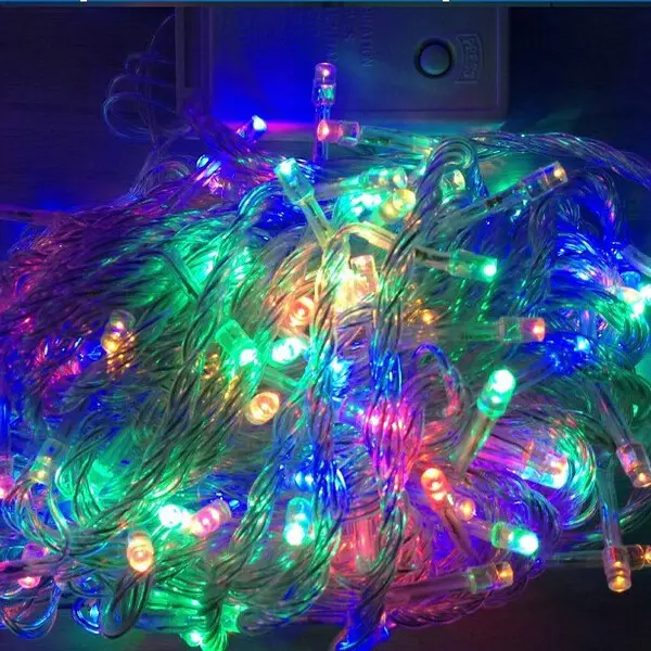Новогоднее украшение огни 10 м 100 гирлянды светодиодные Light110V/220V Свадебная гирлянда на открытом воздухе веревка для штор лампы Свет Рождества