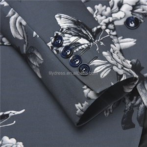 Traje <span class=keywords><strong>de</strong></span> <span class=keywords><strong>Novio</strong></span> Floral para Hombre NA50, Nuevo Estilo, Traje <span class=keywords><strong>de</strong></span> Hombre Hecho a Medida para Regreso a Casa, <span class=keywords><strong>Trajes</strong></span> <span class=keywords><strong>de</strong></span> Vestir Grises Ajustados, Esmoquin con Flores 3D - Product Image 6