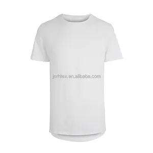 Dobladillo curvo redondeado Personalizado para hombre Liso Blanco Extra Longline Moda Camisetas