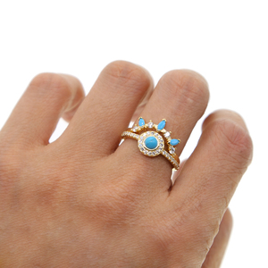 Promotion New Design Set of 2 Pcs Couple Jewelry Pave Blue <strong>Turquoise</strong> Cz Fashion Finger Gold <strong>Wedding</strong> <strong>Ring</strong>