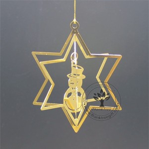 Thủ công kim loại 3d kim loại trang trí Giáng Sinh với người tuyết treo - Product Image 1