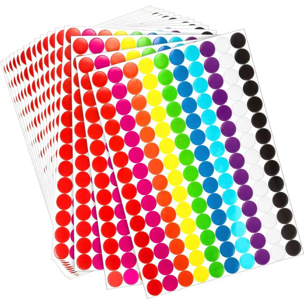 Berwarna Bulat Dot Stiker Lingkaran Titik Label, Warna Neon Label (2800 Buah 19 Mm)