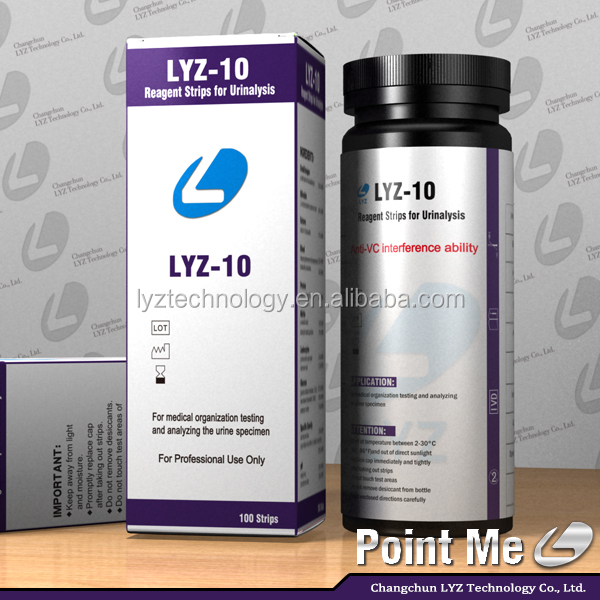 LYZ 10 Parameters Urinalysis test Strips/urine Reagent Strips for Blood,Ketone,Glucose,pH,URS-10T