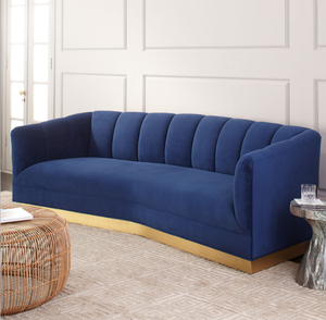 In Acciaio Inox In Ottone Base In <span class=keywords><strong>Oro</strong></span> <span class=keywords><strong>Blu</strong></span> Navy Luna Divano Party Lounge Mobili - Product Image 1