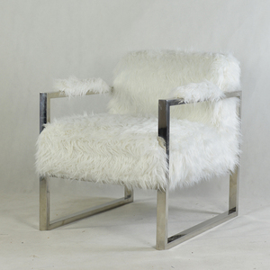 Chaises de salon confortables blanches, longs, à peluche, nouveau - Product Image 3