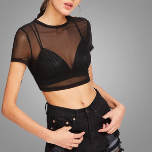 Camicetta Formale Sexy <span class=keywords><strong>Trasparente</strong></span> in Chiffon da Donna, Top Nero Semplice, Camicia Casual alla Moda - Product Image 2