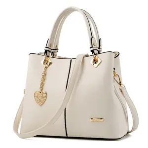 Popular leather ladies hand bag handbags with hardware