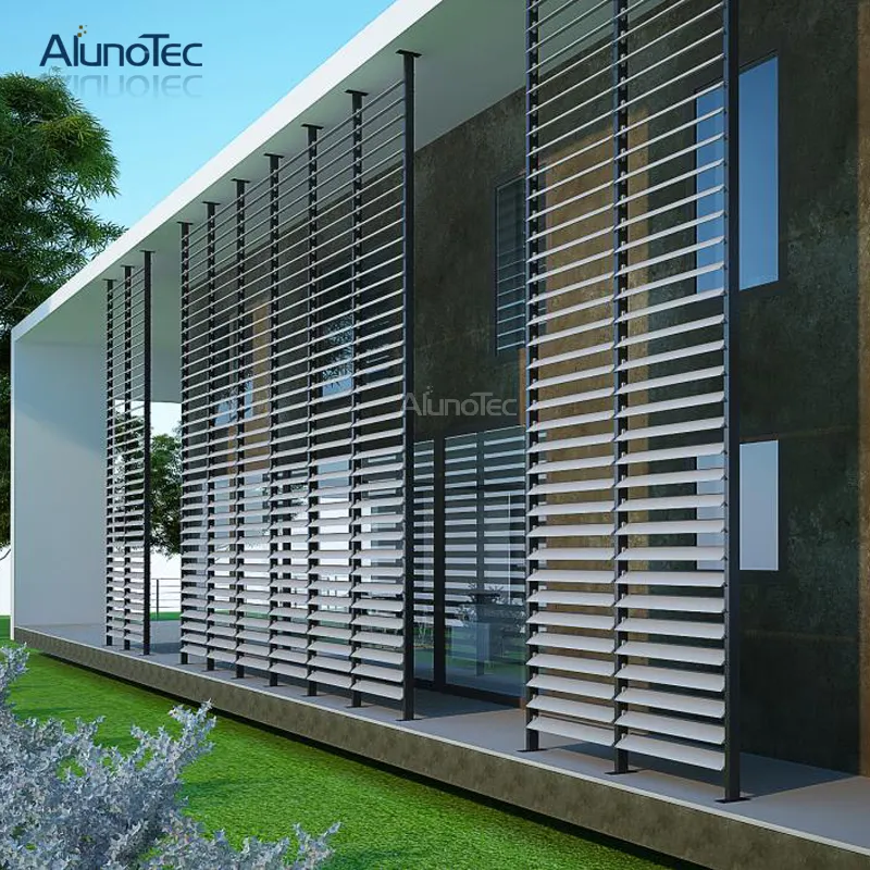 AlunoTec 화이트 알루미늄 Pergola 셔터 썬 루버 작은 셔터 루버 외관 블라인드