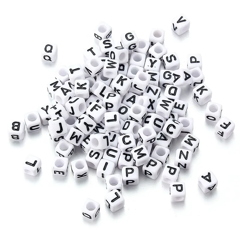 6mm Acrylic Spacer Beads Letter Beads Square Alphabet Beads For Jewelry Making DIY Handmade Accessories