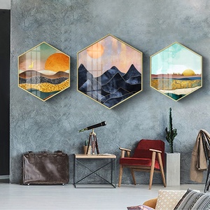 Pittura astratta moderna di <span class=keywords><strong>vetro</strong></span> della decorazione della parete dell'hotel <span class=keywords><strong>con</strong></span> la struttura della pittura di alluminio - Product Image 2