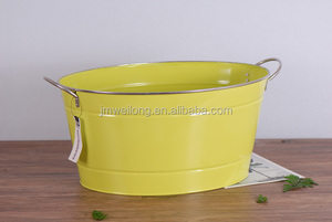 Light Blue Large Oval Ice Bucket <strong>Galvanized</strong> Metal Beer Beverage <strong>Tub</strong> - Product Image 4