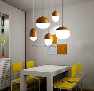Moda Simple Arte De Madera Restaurante Cristal Colgante Barra de La Lámpara Colgante Luz Milk Tea Shop Cafe Luz Redonda - Product Image 6