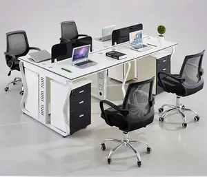 2017 جديد تصميم محطة عمل للأثاث المكتبي 4 مكاتب عمل لعدة أشخاص