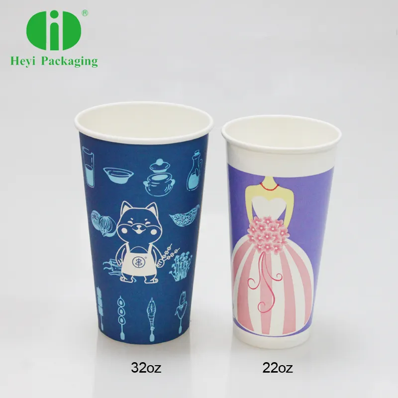 Vasos de papel desechables para bebidas frías de Soda recubiertas de PE, vasos de papel desechables para fiestas de pared simple para jugo, vasos de papel desechables para beber en frío