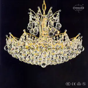 qualidade de hight de luxo europeu único cor de ouro 12 luz forma de coroa de lustres de cristal made in china etl80003b
