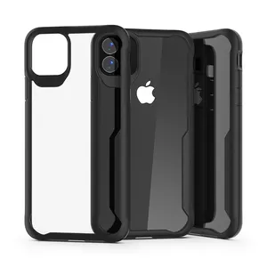 Funda de teléfono TPU y PC 2 en 1 funda a prueba de golpes para iPhone 11/11Pro/11ProMax funda trasera transparente