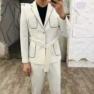 Costume deux pièces pour homme, version coréenne, élégant, simple, noir, style taille basse, couleur assortie, tendance sur les réseaux sociaux - Product Image 4