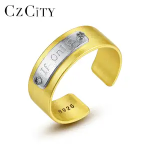 Czcity jóias anéis de casamento dupla cor, chapeamento estilo legal