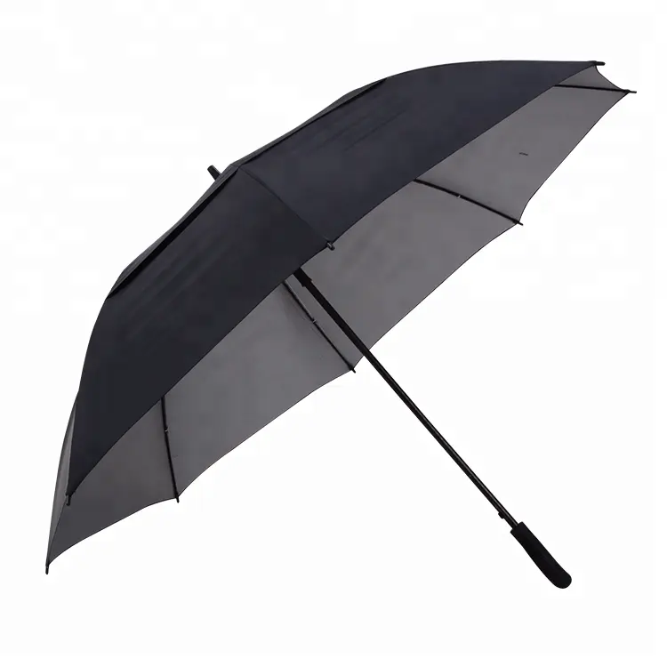 Popular Windproof Rain Straight Custom Logo Automatic Open Double Canopy Vented Golf Umbrella for Sale