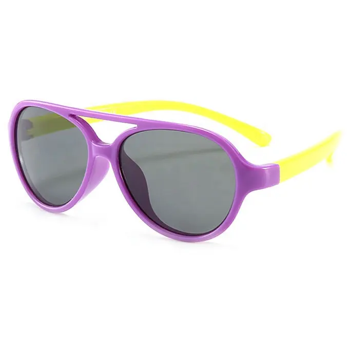 New high quality pilot design silicone kids polarized lens sunglasses