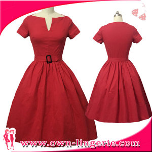 MANGA CORTA SÓLIDO NUEVO VESTIDO del OSCILACIÓN de <span class=keywords><strong>LA</strong></span> VENDIMIA 1950 s ROCKABILLY PINUP VESTIDO PARA LAS MUJERES MÁS EL TAMAÑO - Product Image 2