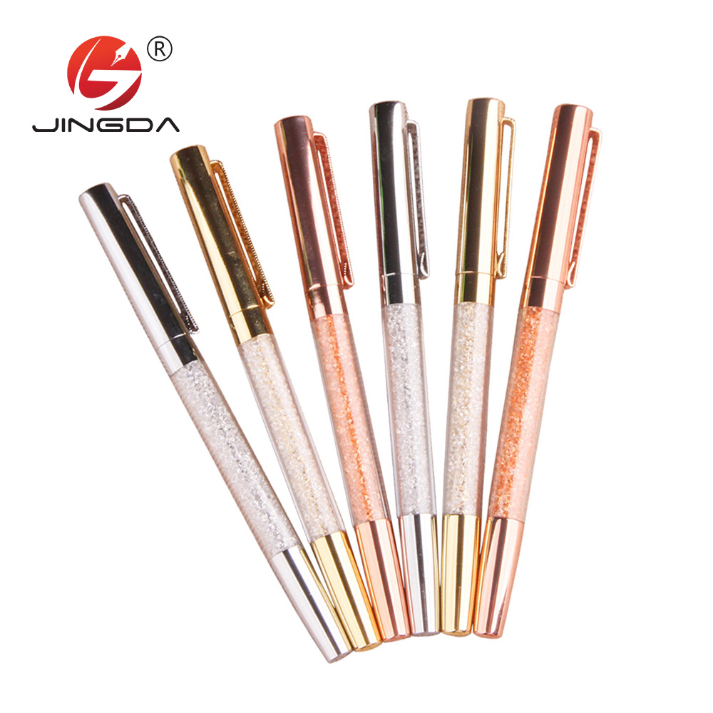 Индивидуальный дизайн, розовое золото, алмазная ручка, модные гелевые чернила, рождественский подарок, Хрустальная ручка для леди