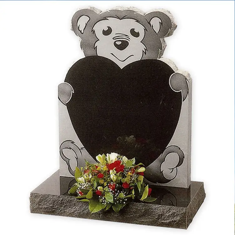 Teddy Bear Lápide de Granito Em Forma de Coração Crianças