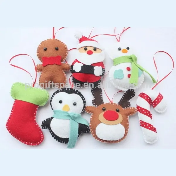 hot sale eco friendly handmade felt wholesale Christmas decorations UK plush inflatable dolls hanging santa/snowman/reindeer