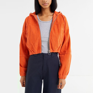 Commercio all'ingrosso di Nuovo Modo di <span class=keywords><strong>Velluto</strong></span> <span class=keywords><strong>A</strong></span> <span class=keywords><strong>Coste</strong></span> Con Cappuccio <span class=keywords><strong>Giacca</strong></span> Corta Delle Donne - Product Image 2