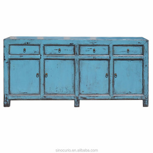 Credenza Antica Cinese Blu Mobile in <span class=keywords><strong>Legno</strong></span> <span class=keywords><strong>Massello</strong></span> <span class=keywords><strong>di</strong></span> Pechino - Product Image 1