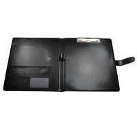 Portalápices y bolsillo Documento A4 Cartera de impresión personalizada Carpeta de archivos de cuero PU con clips de metal