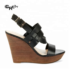 Sandalias de tacón <span class=keywords><strong>muy</strong></span> alto con cuña de fábrica para mujer madura, de madera - Product Image 1