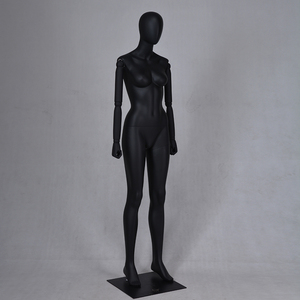 Mannequin féminin ajustable en <span class=keywords><strong>noir</strong></span> mat, réaliste, <span class=keywords><strong>nu</strong></span>, abstrait, corps entier, avec bras en bois - Product Image 2