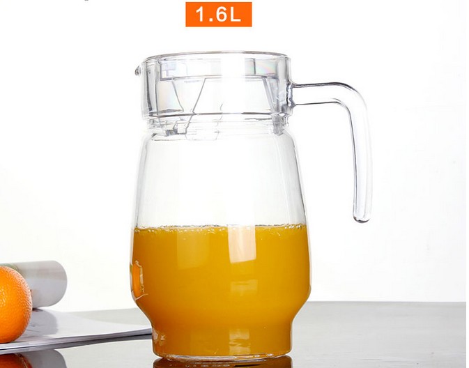 1.6L Glass Pitcher with plastic lid,Drinking Beverage Jug  water pitcher glass with ETCH logo