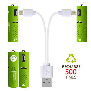 <span class=keywords><strong>Precio</strong></span> de Fábrica al por Mayor, Baterías Recargables Ni-MH AA de 1000 mAh y 1.2 V con Cable de Carga USB para Linterna - Product Image 5