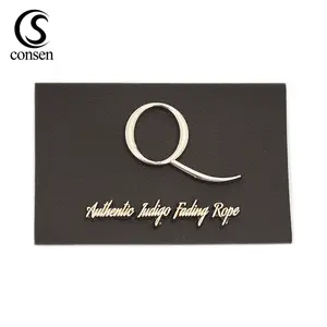 China supplier custom metal logo attaching clothing pu leather patch and labels for jeans / garment