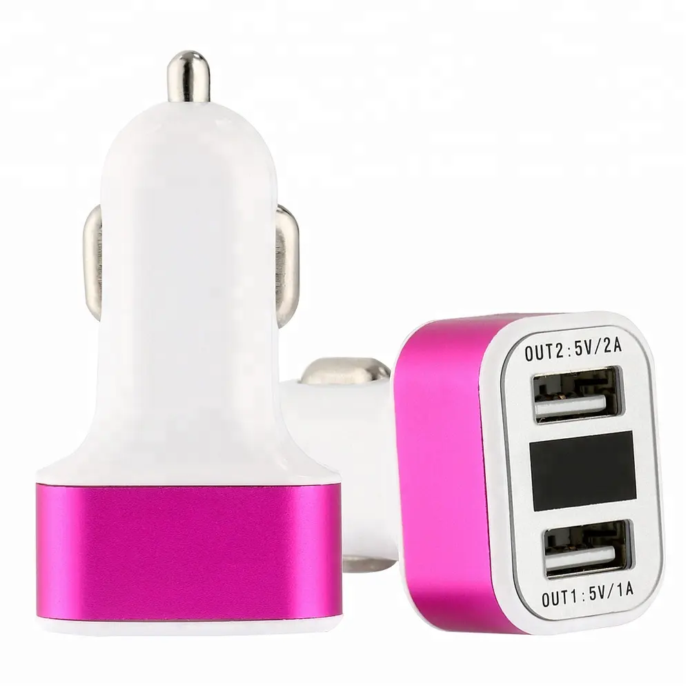 12 24v cell phones battery double USB port with Led Display 5v 2a Wireless Car Charger