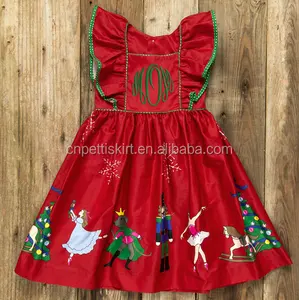 2022 new arrival red Christmas series pretty kids cotton frocks design wholesale boutique elegant girl dress