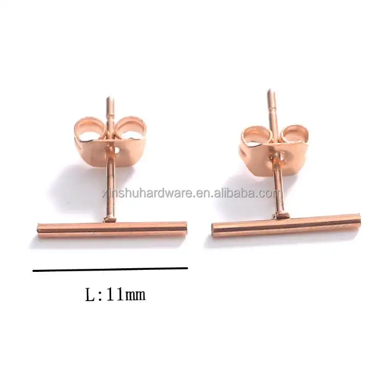 Factory Supply Simple Design Cheap Price Stainless Steel Tiny Bar Stick Stud Earring