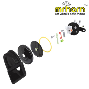 MRHORN Klaxon d'escargot 12V/24V OE 110dB 2 voies ABS étanche klaxon de voiture électrique 80mm noir/chrome universel haut-parleur et klaxon - Product Image 6