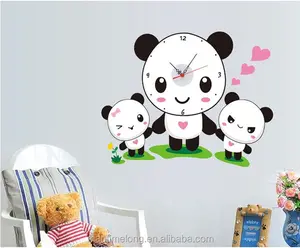 Lucu Kreatif DIY Kamar Anak 3D Jam Dinding Kamar Tidur Lembut Fashion Kartun Wallpaper Jam