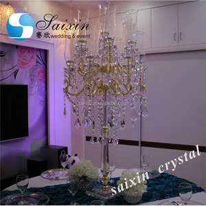 Candelabro Saixin ZT-303 a 13 Bracci in <span class=keywords><strong>Cristallo</strong></span> Dorato, Elegante <span class=keywords><strong>Centrotavola</strong></span> per Decorazioni di Matrimoni e Feste - Product Image 5