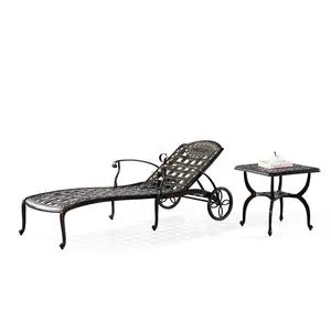 Outdoor Bali Day Bed Patio Day Bed Outdoor Furniture Rattan Bed Cast Iron Sunbed with wheels