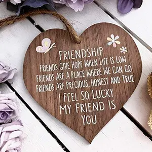 Custom Rustic Antique Wood Heart Shape Wall Hanging Friendship Plaque