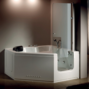 K-656 Acrylic Massage <span class=keywords><strong>Tub</strong></span> Với Glass Shower Freestanding Đi Bộ Trong Bồn Tắm Với Cửa, <span class=keywords><strong>Whirlpool</strong></span> Bong Bóng Tay Vịn Cho Bồn Tắm Nóng - Product Image 6